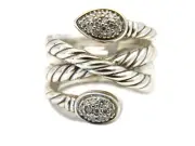David Yurman S.6.5 Silver Renaissance Teardrop Ring 0.180 CTW pave Diamonds NWT