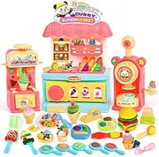 Color Dough Set for Kids 4-8, Dough Tools Set - 3 in 1 Play Kitchen Toys Ice Cream Shop and Hamburger Maker, Colorful Arts Crafts Play Food Toys for Kids Boy and Girl