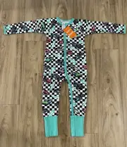 BONDS BABY ZIP WONDERSUIT - HOT WHEELS - CHECKERED - SIZE 3 BNWT RARE