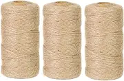 984 Feet Cotton Twine Natural Jute Christmas Twine 2mm Packing Twines Bakers Twine Kraft Butchers Baking Gardening Twine for Gift Wrapping Arts Crafts Party Decorations (3 Brown)