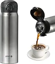 500 ml Insulated Water Bottle, Stainless Steel Coffee Travel Mug with Snap Flip Lid, BPA-Free Thermal Cup for Hot and Cold Drinks(Gradient Black)