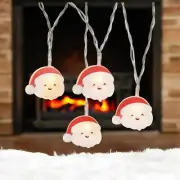 2) Holiday Living LED Santa Christmas String Lights 10CT Timer Battery Powered