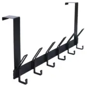Over Door Hooks、Door Back Hooks with Six Double Hooks for Living Black 1 Pack