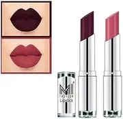 MI Fashion Rich Colors Crème Matte Smooth Lipstick Combo Made in India Long Lasting Set of 2 (Maroon, Mauve)