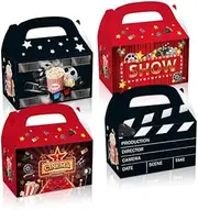 Dusenly 12pcs Movie Night Popcorn Boxes Hollywood Cinema Party Popcorn Bags Candy Container Favor Boxes for Popcorn Sweet Candy Party Movie Night