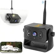 Wireless Backup Camera for RV/Truck/Camper/Trailer - Solar-Powered Magnetic M...