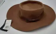 Nine West Womens 100% Wool Laine Felt Floppy Hat Pecan Brown One Size New