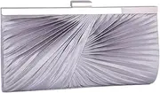 [Adoptfade] Ladies Clutch Bag Pleated Satin Metal Frame Fashion Clasp Cocktail Evening Bag
