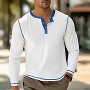 Men's T Shirt Short Sleeve Long Sleeve V Neck Henley Summer All Seasons Plain Fashion Classic Casual Plain Street Casual Sports Black White Green Top Tee for M