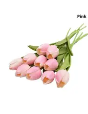 Colourful Tulips Artificial Flowers Home Decor - Pink