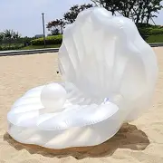 Bemuiz Inflatable Seashell Pool Float, Blow up Giant Clam Floatie with Pearl ...