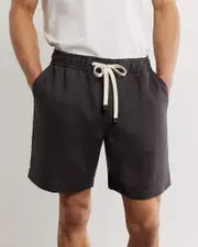 [Jag] Jag Men's Noah Linen Drawcord Short In Washed Black Size Small Small Black