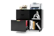 Giantex Mobile Filing Cabinet 3-Drawer Printer Stand Cabinet w/Adjustable Shelf Home Office Storage Organiser Black