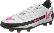 [Nike] Phantom Gt Club FG/MG Football Shoe, White/Pink Blast-Black