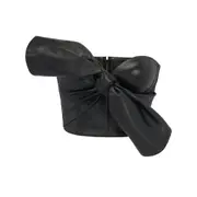[Alexander Mcqueen] Alexander Mcqueen Knotted-bow Leather Corset Top 40 IT BLACK