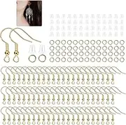 St. Kunkka 600 Pcs Hypoallergenic Earring Hooks Set - Gold Earring Making Kit with Backs & Jump Rings for Jewelry Making