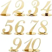 Elegant Acrylic Table Numbers with Stands - Gold Mirror Modern Table Number Signs for Weddings & Parties