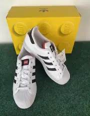 Kid's Unisex Adidas x Lego Superstar Junior White Black stripes sz 4