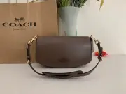 NWT COACH CT768 Andrea shoulder bag in Refined Calf Leather Dark Stone