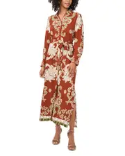 Vince Camuto Printed Border Shirt Dress