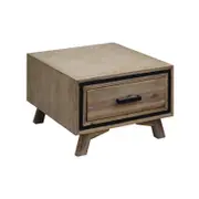 Lamp Table with 1 Storage Drawer Solid Wooden Frame in Silver Brush Colour