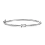 ANYCO Bracelet 60mm Silver Stone Rectangle Shaped Charms Bangle Fashion Accessories