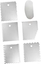 CIYODO 6pcs Stainless Steel Cake Scraper Multilateral Icing Smoother Serrated Scraping Board Versatile Tools for Professional Cake Decorating