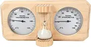 ikare Sauna Thermometer and Hygrometer - 3 in 1 Wooden Sauna 15 Minute Hourglass Sand Timer, Wall-Mounted Sauna Room Accessories