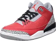 [Nike] Men's Air Jordan 3 Retro U Basketball Shoe, Varsity red/Varsity red-Cement Gray