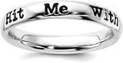 [JewelryWeb] 3.25mm 925 Sterling Silver Polished Stackable Lyric Hit Me With Your Best Ring Size 6-Stackable-Ring for Women