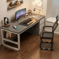 在飛比找Yahoo!奇摩拍賣優惠-電腦桌雙人桌加厚加固鋼木辦公桌家用寫字桌書桌簡約現代臺式桌子