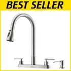 Brushed Nickel 2-Handle Kitchen Faucet with Pull-Down Sprayer & Soap Dispenser