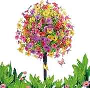 Acunny Decorative Garden Stakes | 61 cm Artificial Flower Bouquet with UV Resistance - UV-Resistant Multicoloured Imitation Violet as Ground Insert Colourfast for Tree Archways All Year Round
