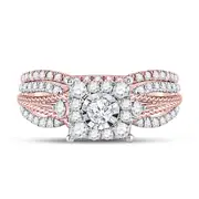 10k Rose Gold Round Diamond Cable Bridal Wedding Ring Set 7/8 Cttw (Certified)