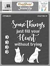 CrafTreat Quote Stencil for Painting & Crafting Home Decor, Canvas, Wall Art, Bullet Journal, Notebook and Scrapbooking - Pet Dog & Cat Paw - Reuseable 6X6 Cat and Dog Painting Stencils for Wall Decor