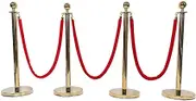 4 x Queue Barriers + 3 Ropes Exhibition Crowd Control Bollards