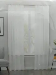 Vue Rod Pocket Sheer Curtain Snow Texture White Set Of 2 37in x 84in