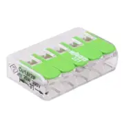 5 x 221-425 WAGO Green 5-Way Compact Lever Connector 4mm² 32A