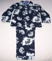 Carlton Blues AFL AFTP3000 Boys Navy Blue White Flannel Pyjama Set Size 5 New