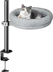 Desktop Kitten Bed – Cat Resting Shelf, Pet Furniture Mat | Compact Tabletop Nap Spot, Mounting Kit, Dorm Room Cat Furniture, Comfortable Kitten Sleep Station for Study Area