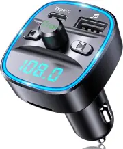 Bluetooth FM Transmitter for Car, [Type-C] 20W & QC 3.0 Quick Charging Bluetooth