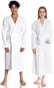 ORMES Muslin Unisex Bathrobe Women & Men, Turkish 100% Cotton Kimono Lightweight Robe | Long Robes Soft, Absorbent, Spa robes, White, Large-X-Large