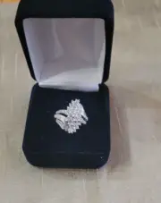 Vintage Platina4 1/4 CT Diamond Cocktail Ring Size 5 Avon 2008