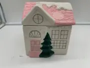 Peppermint & Pine Ceramic 6in Pink & White Winter Home Canister CC02B19033