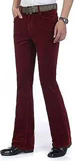 [Idopy] Men`s Classic Corduroy Bell Bottom Flares Jeans Stretchy 60s 70s Bootcut Pants Trousers