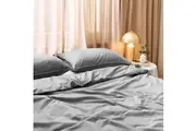 Cotton Waffle Texture Quilt Cover Set Grey by Dickies