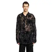 [ANN DEMEULEMEESTER] Mark High Comfort Shirt in Velvet Dévoré Black