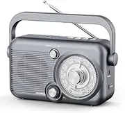 AM FM Radio, Portable Radio Support Battery Operated or AC Power, 5W Speaker with Bluetooth, Supports USB/TF/AUX Function, Simple Radio for Seniors