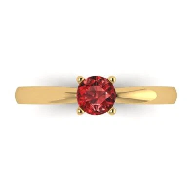 0.5Ct Round Cut Natural Garnet Solid Gold Solitaire Engagement Promise Ring