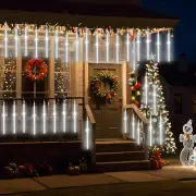 8 Tube LED Meteor Shower Lights Falling Star Tree Drop Icicle Snow Xmas Fairy